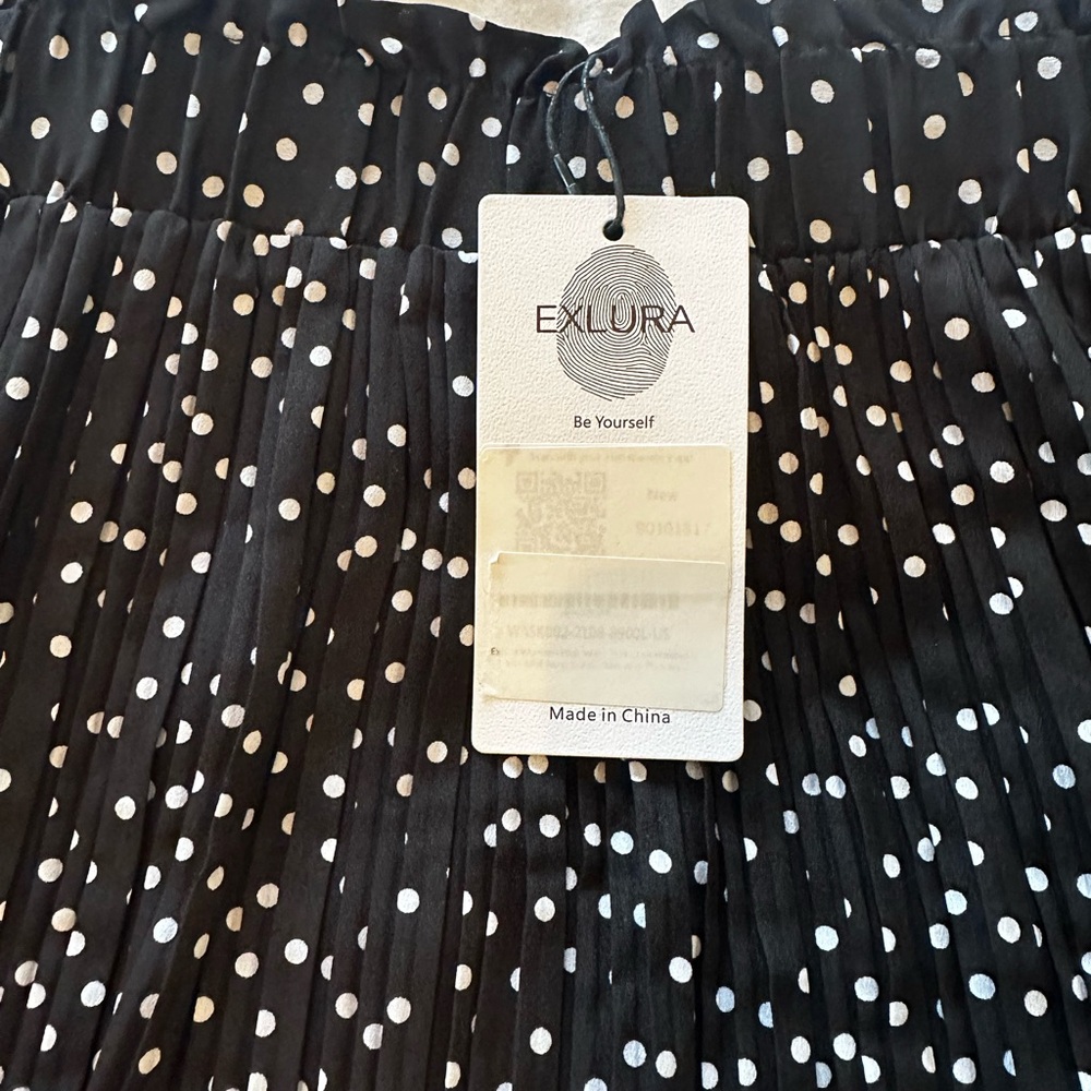 EXLURA women’s high waisted polka dot pleated midi skirt - Picture 7 of 9